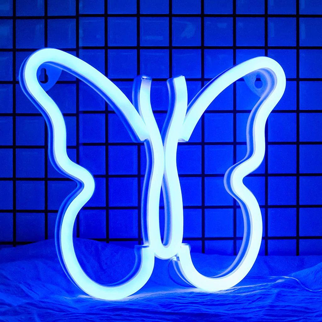 Blau Schmetterling Leuchtreklame LED Neonlicht USB Produktbild 