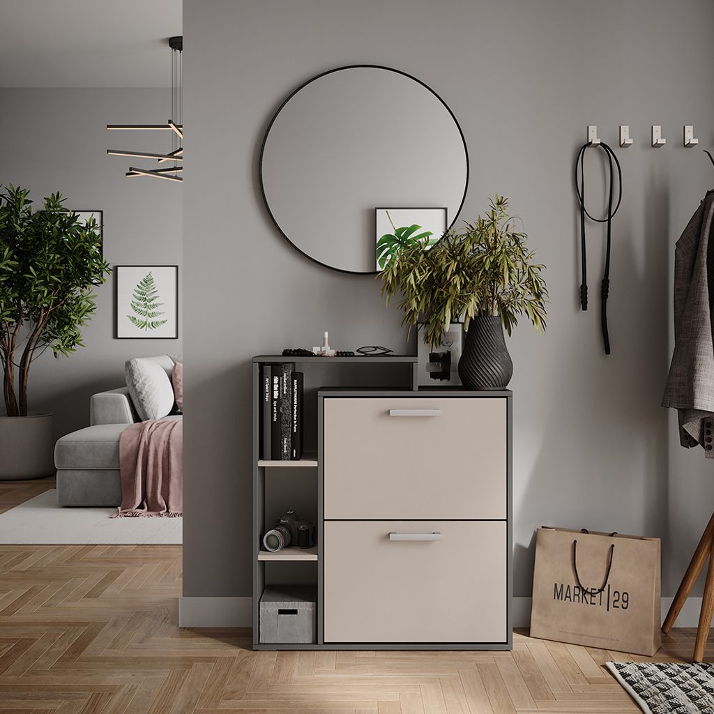 Schuhkipper Vicco Orlando Anthrazit/Greige 80 x 90 cm, Model 53247