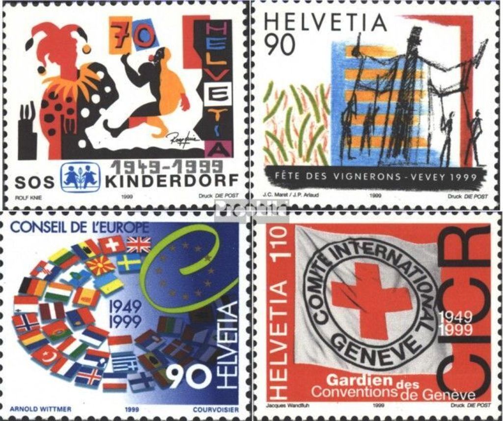 Briefmarken Schweiz 1999 Mi 1686-1689 (kompl.Ausg.) gestempelt Jahrestage und Ereignisse