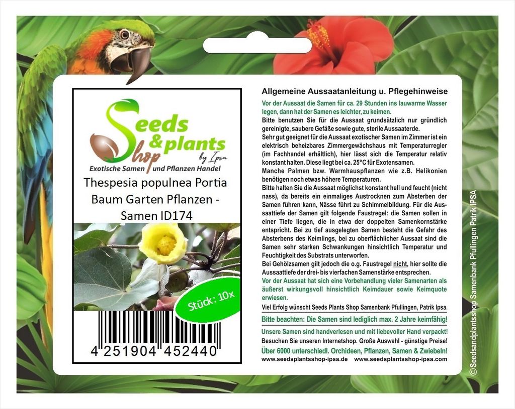 10x Thespesia populnea Portia Baum Garten Pflanzen - Samen ID174