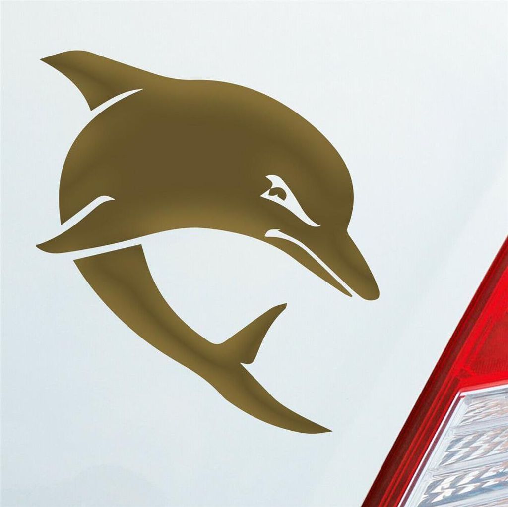 Auto Aufkleber Böser Delphin Delfin Angry Dolphin Tier Tuning 10x9 cm Gold Sticker Heckscheibenaufkleber