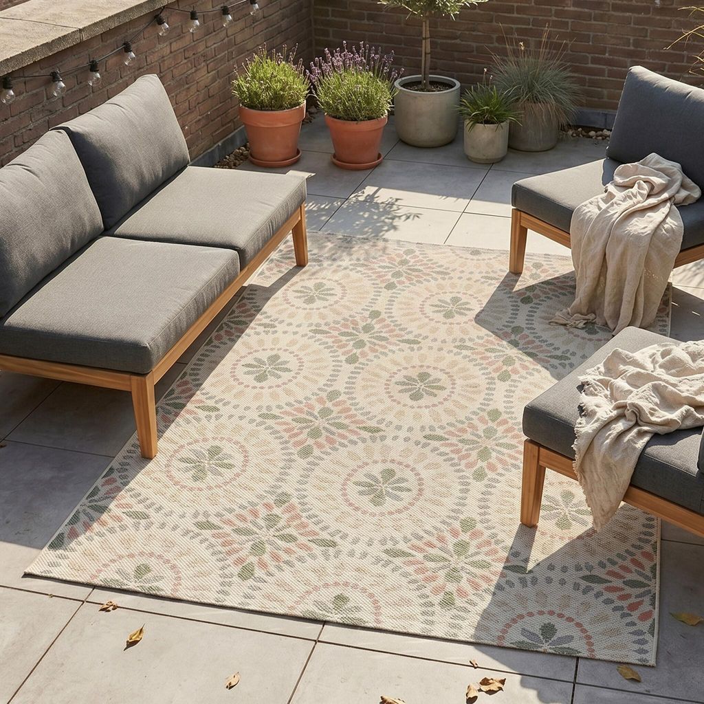 Volero - Outdoor Teppich - Ranch Mandala Beige - 120x170 cm Produktbild 