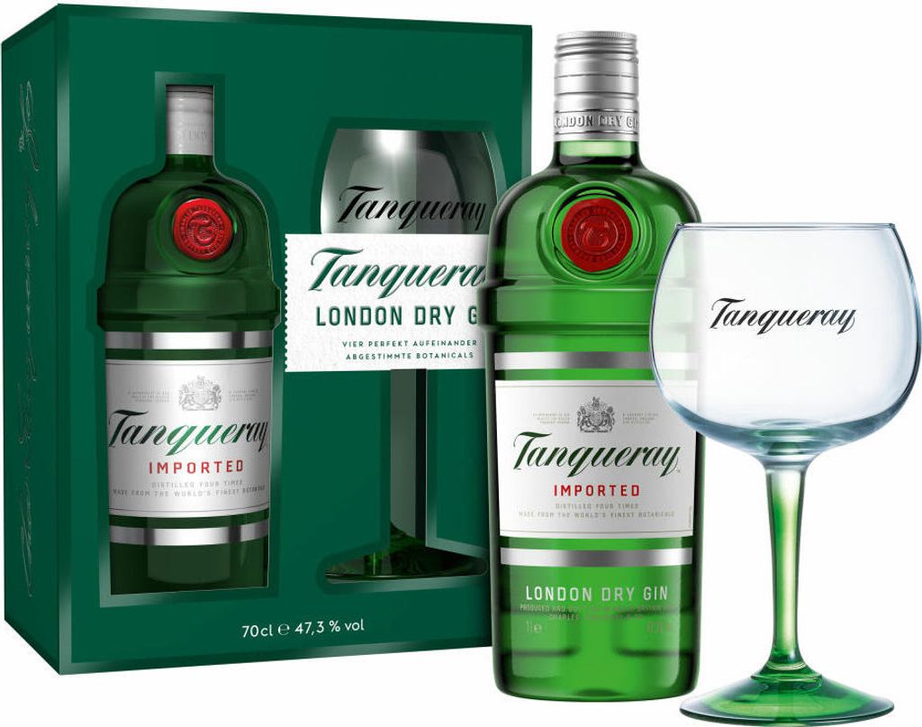 Tanqueray London Dry Gin Geschenkset 0,7l, alc. 47,3 Vol.-%,
