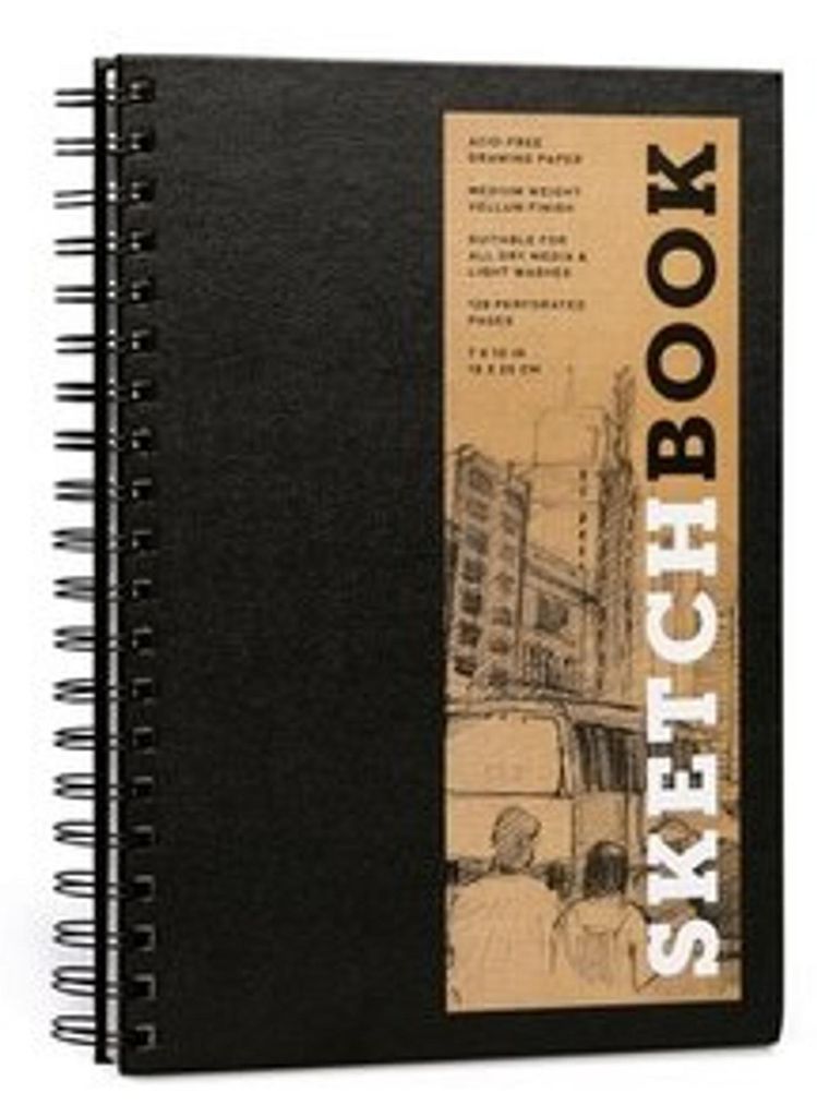 Sketchbook 7 X 10 Black Spiral Hardcover Mixed Media Sketchbook for Drawing