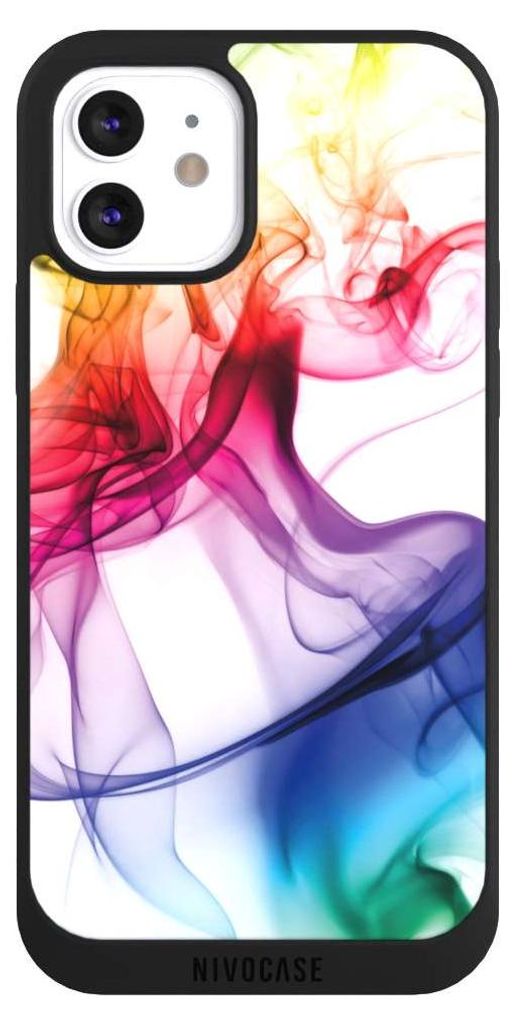 NIVOCASE Handyhülle für Apple iPhone 12 Hülle NIVOpure Case Schwarz Farbe Regenbogen Wasser
