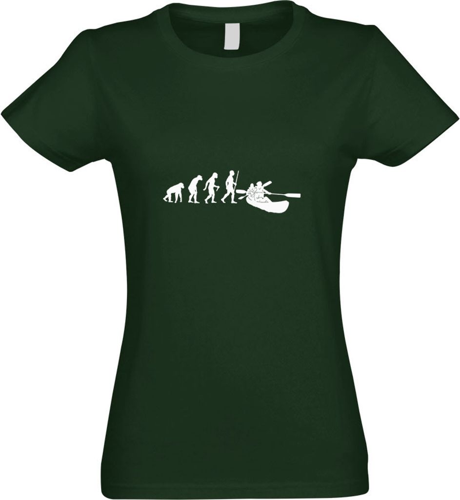 Kiwistar - T-Shirt tailliert - Damen - flaschengrün - Kanu Kajak Evolution - mit Motiv Bedruckt - Funshirt Design - Sport - Freizeit - Damen - XXL