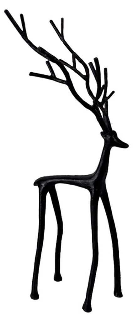 Kerzenhalter in Form einer schwarzen Rentierstatue, Vintage-Stil, aus Eisen, Kerzenständer für Wohnzimmer, Büro oder als Tischdekoration.