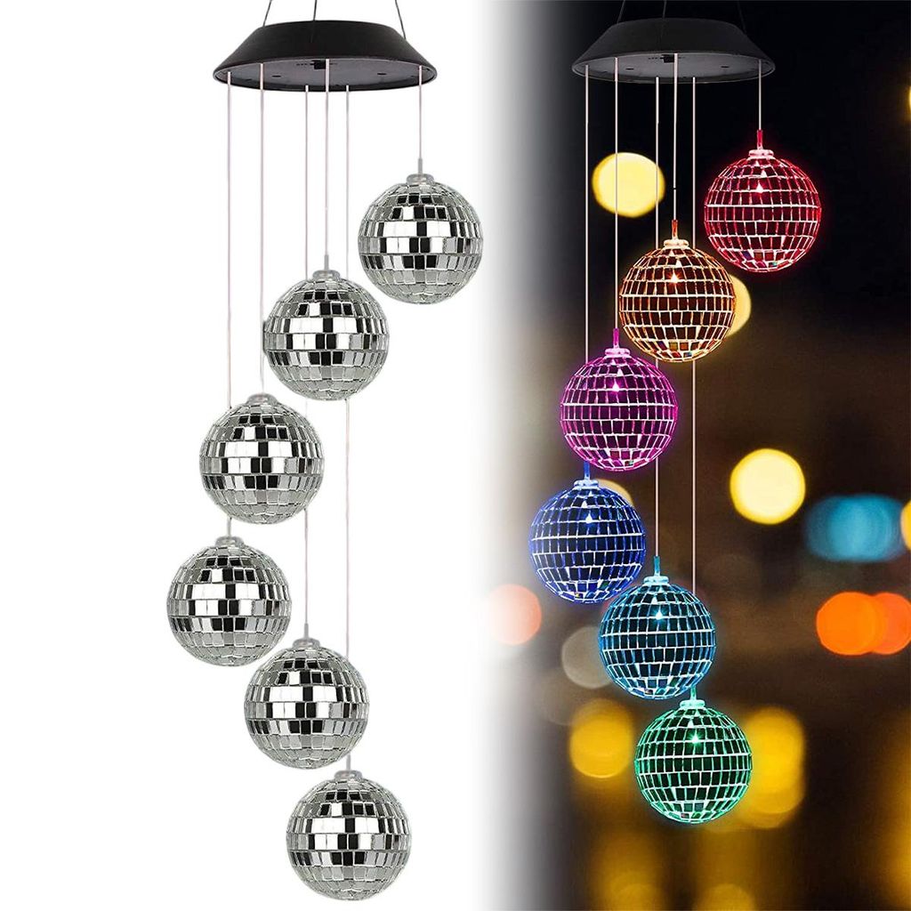 Solar Windspiel Lampe, Solar Mosaik Kristallkugel Windspiel LED, dekoratives Windspiel für Garten, Terrasse und Zuhause, ideale Geschenkidee