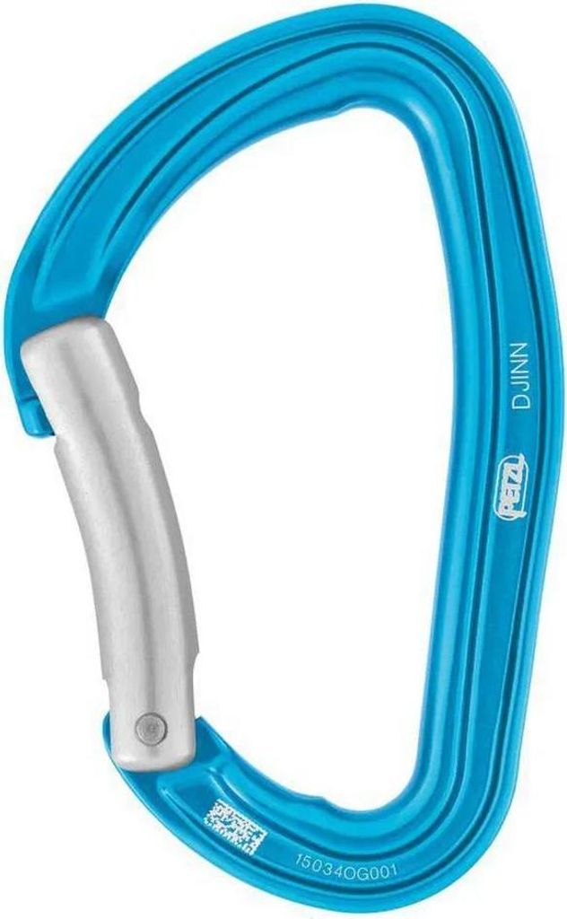 Petzl DJINN, Gebogener Schnapper, Verschlusskarabiner, Aluminium, Türkis, 23 kN, 9 kN
