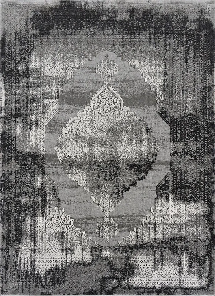 Tapis Anti-Tache Zara 8372 Grey Star 140x190 - Sol Facile à Nettoyer