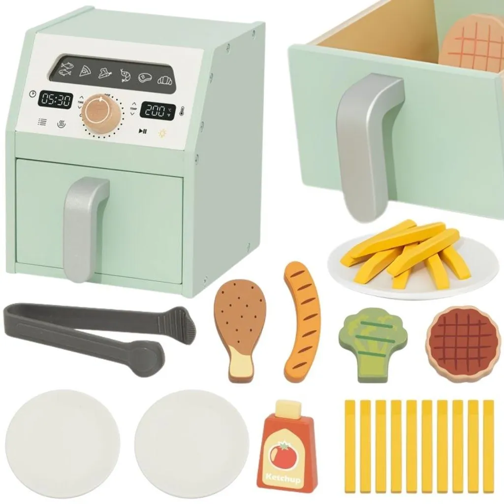 Air Fryer en bois pour enfant - Jouet de cuisine d'imitation éducatif