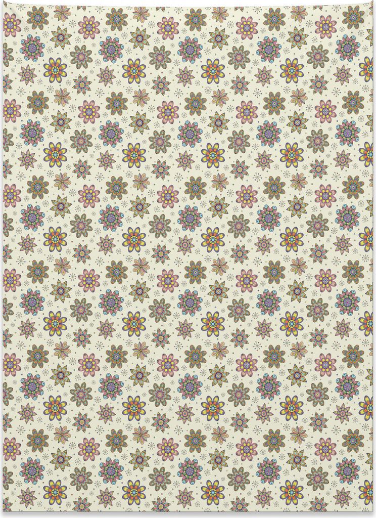 Abakuhaus Bunt Wandteppich, Löwenzahn und Punkte aus Weiches Mikrofaser Stoff Kein Verblassen Klare Farben Waschbar, 110 x 150 cm, Mehrfarbig