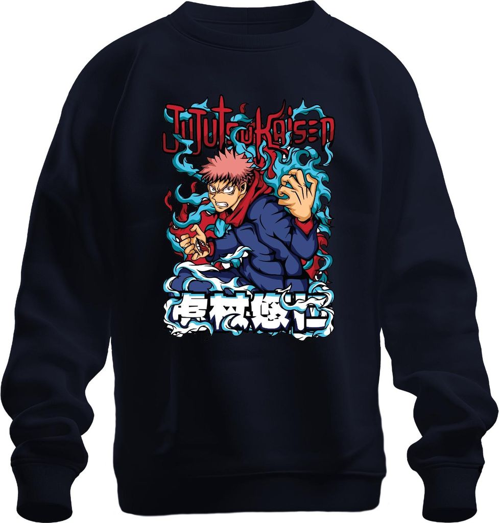 Jujutsu Kaisen Yuji Itadori Anime Manga Fan Geschenk Action Uni Sweatshirt Pullover, Navy, L