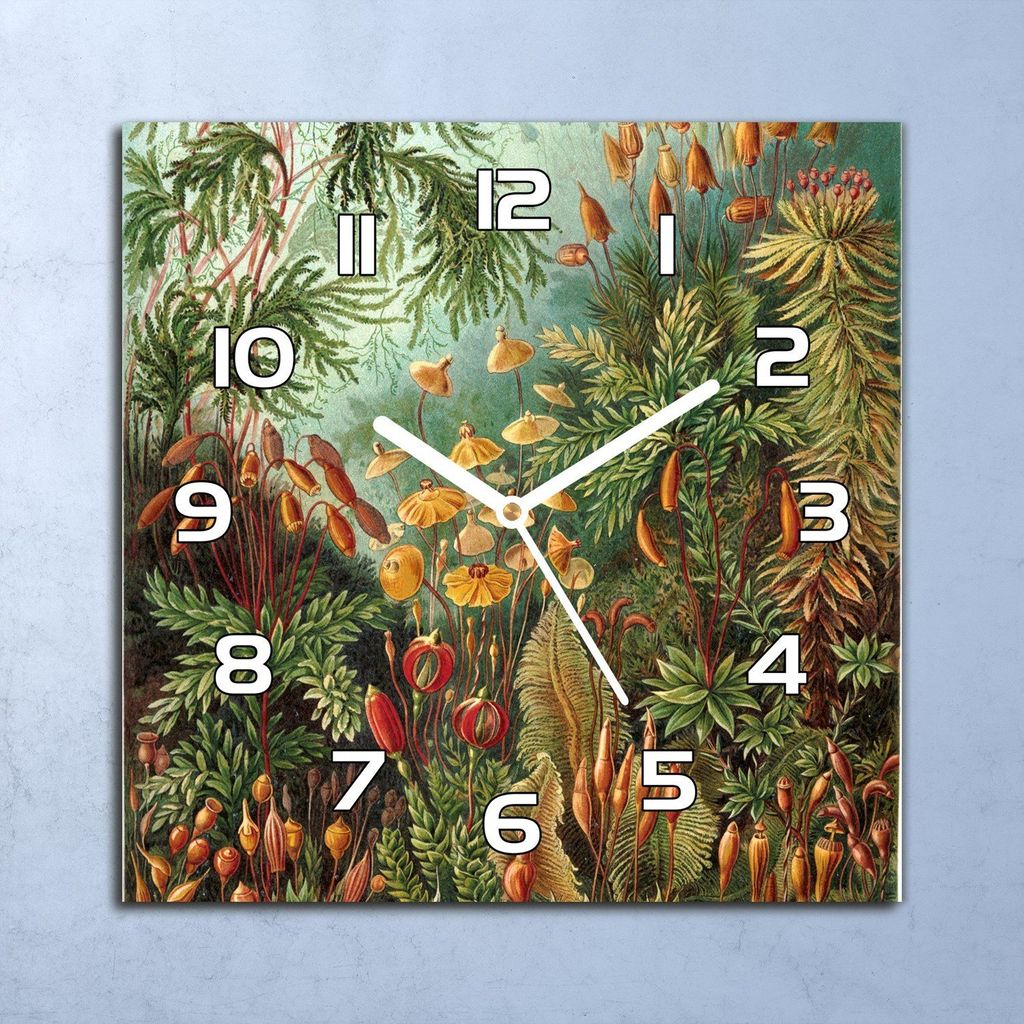 Deko Glasuhr Wanduhr 30x30 Dschungel Aquarell Quarz Produktbild 