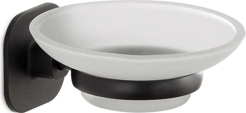Portasapone Professionale Timo Acciaio Inox Nero e Vetro Satinato