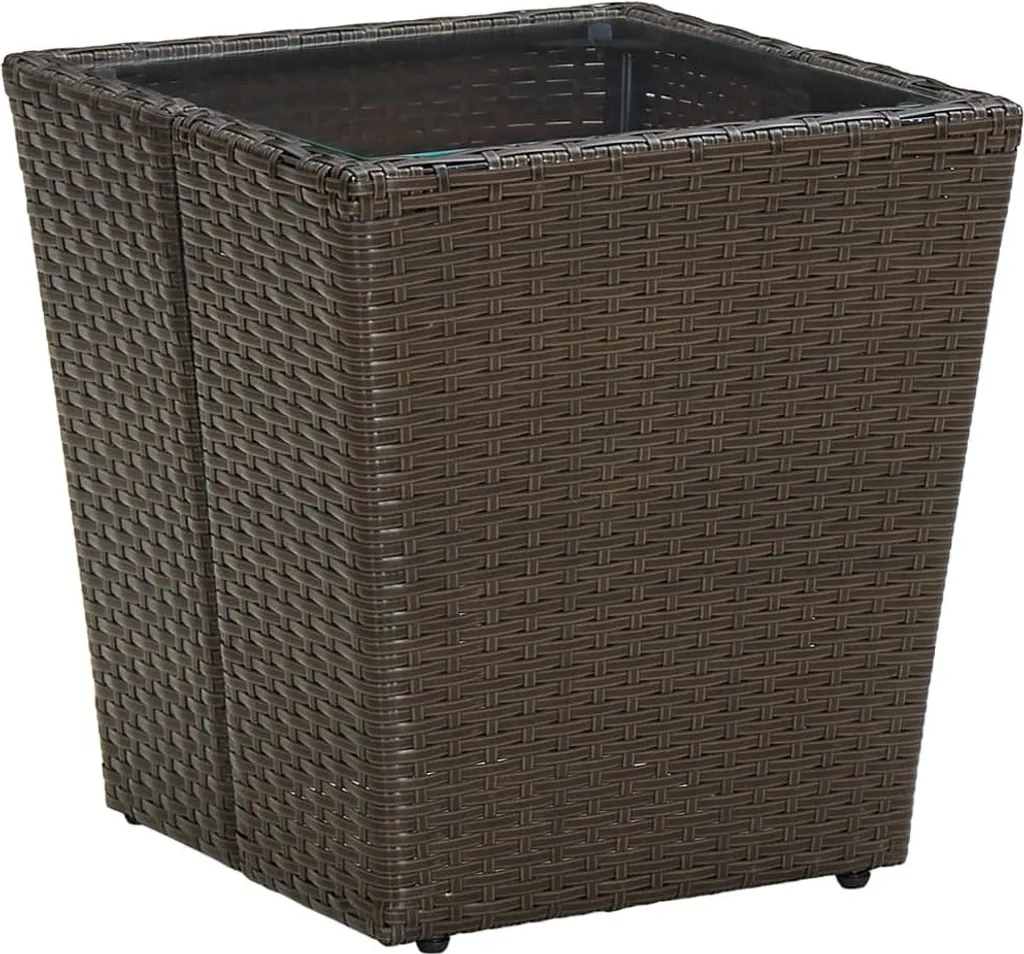 Tavolino Moderno The Living Store in Rattan Marrone e Vetro