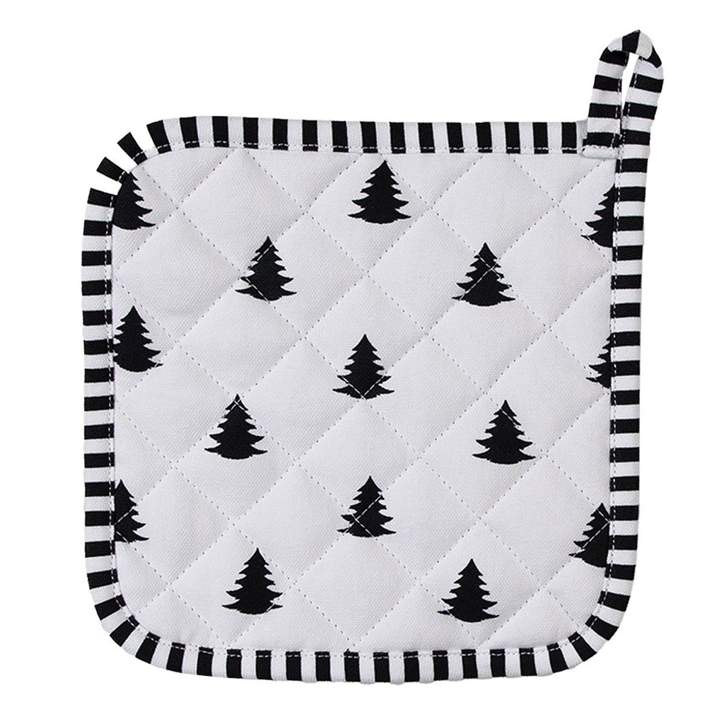 Clayre & Eef Topflappen 20x20 cm Schwarz Weiß Baumwolle Produktbild 