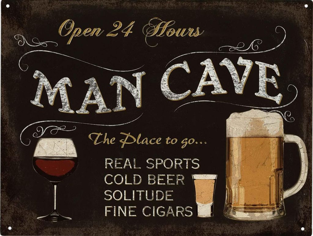 Moritz Retro Deko Blechschild Open 24 Hours Man Cave Geschenk-Idee aus Metall Vintage-Design zur Dekoration