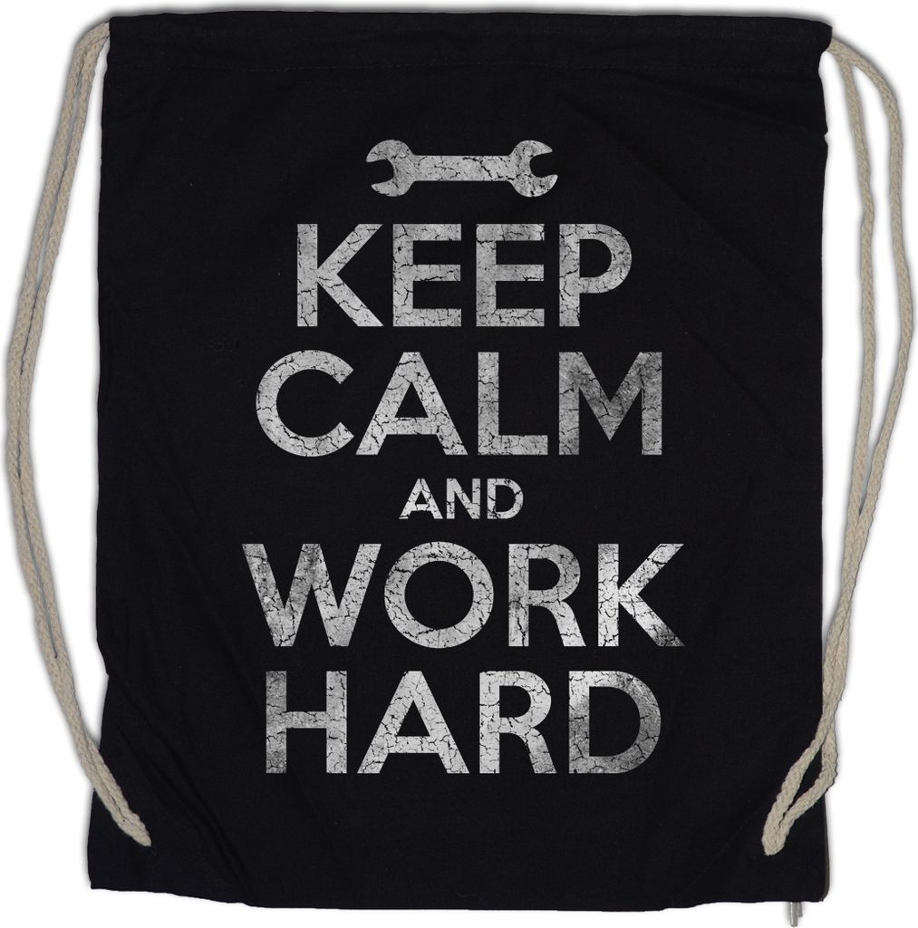 Urban Backwoods Keep Calm And Work Hard, Turnbeutel, Farbe: Schwarz