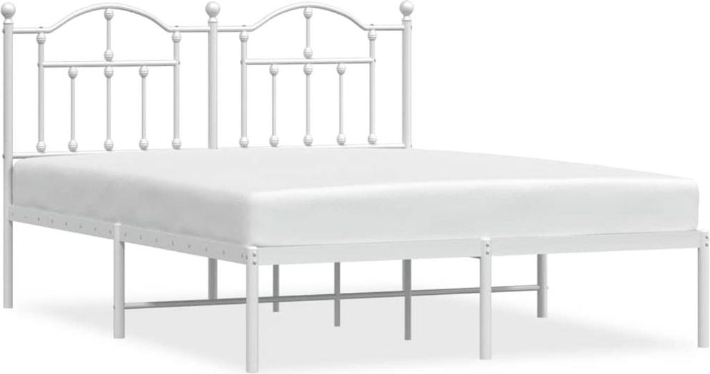 vidaXL Posteľný rošt s čelom kovový biely 150x200 cm Obrázok produktu 
