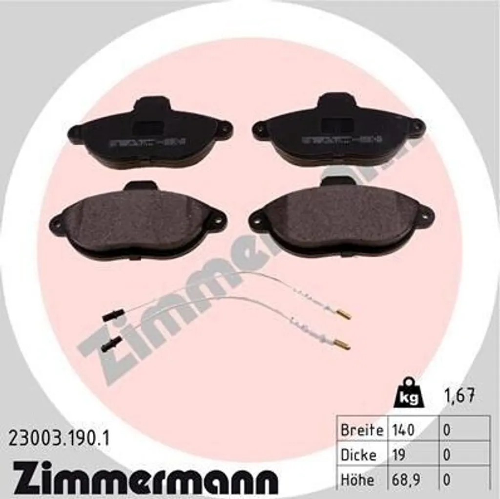 Plaquettes de Frein Zimmermann 23003.190.1 avec Friction Stable ECE