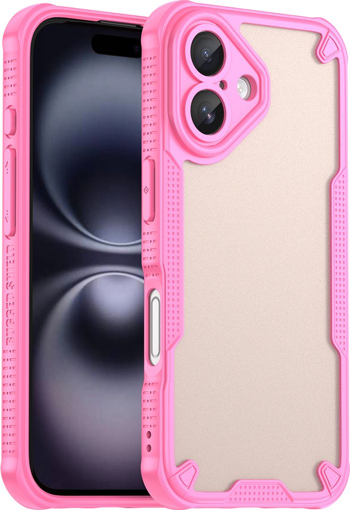 Schutzhülle für iPhone 16, transluzente matte Rückseite, TPU Bumper Case Pink
