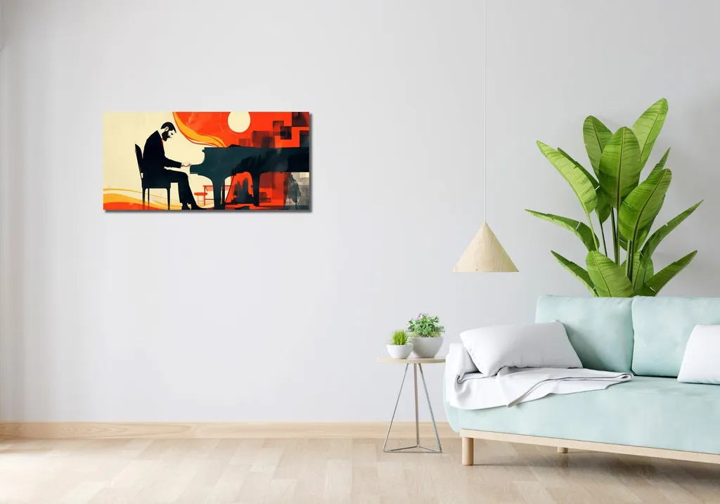 Offerta Quadro Pianista 90x40cm - Stampa Canvas Qualità Premium - 2