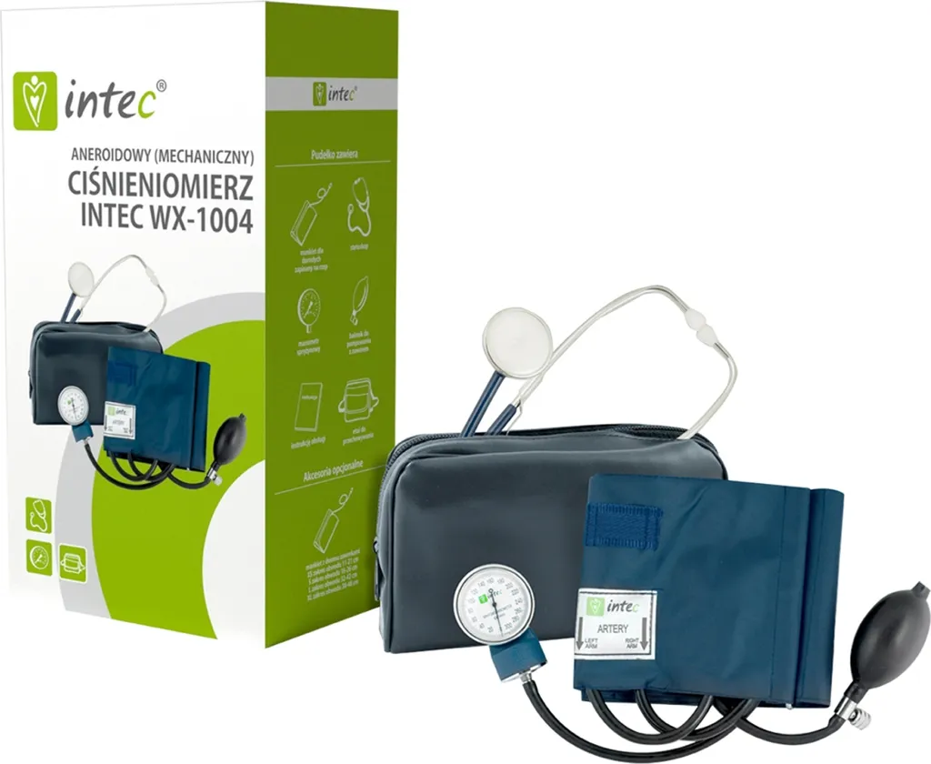 Intec WX1004 Sfigmomanometro Aneroide Manuale con Stetoscopio e Borsa