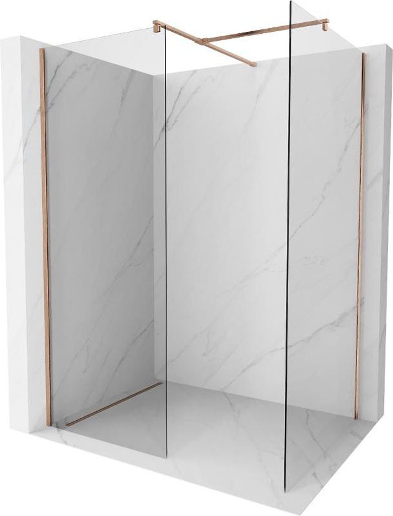 Mexen Kioto Duschwand Walk-in 180 x 85 cm, transparent, gebürstetes Kupfer - 800-180-202-65-00-085