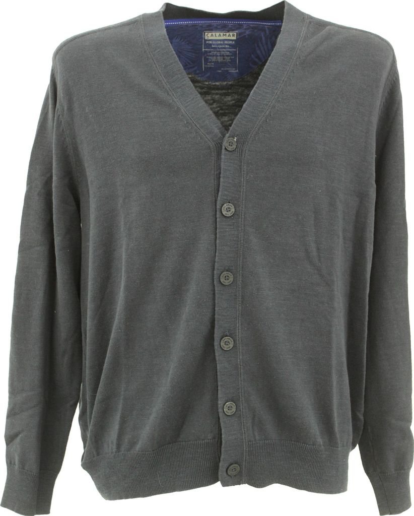 28544 Calamar, , Herren Sweatjacke Strickjacke, feiner Glattstrick, nightblue, L