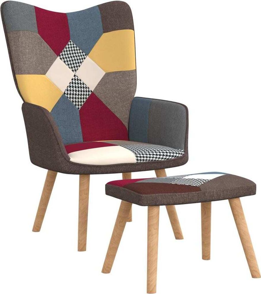 Relaxsessel mit Hocker Patchwork Stoff