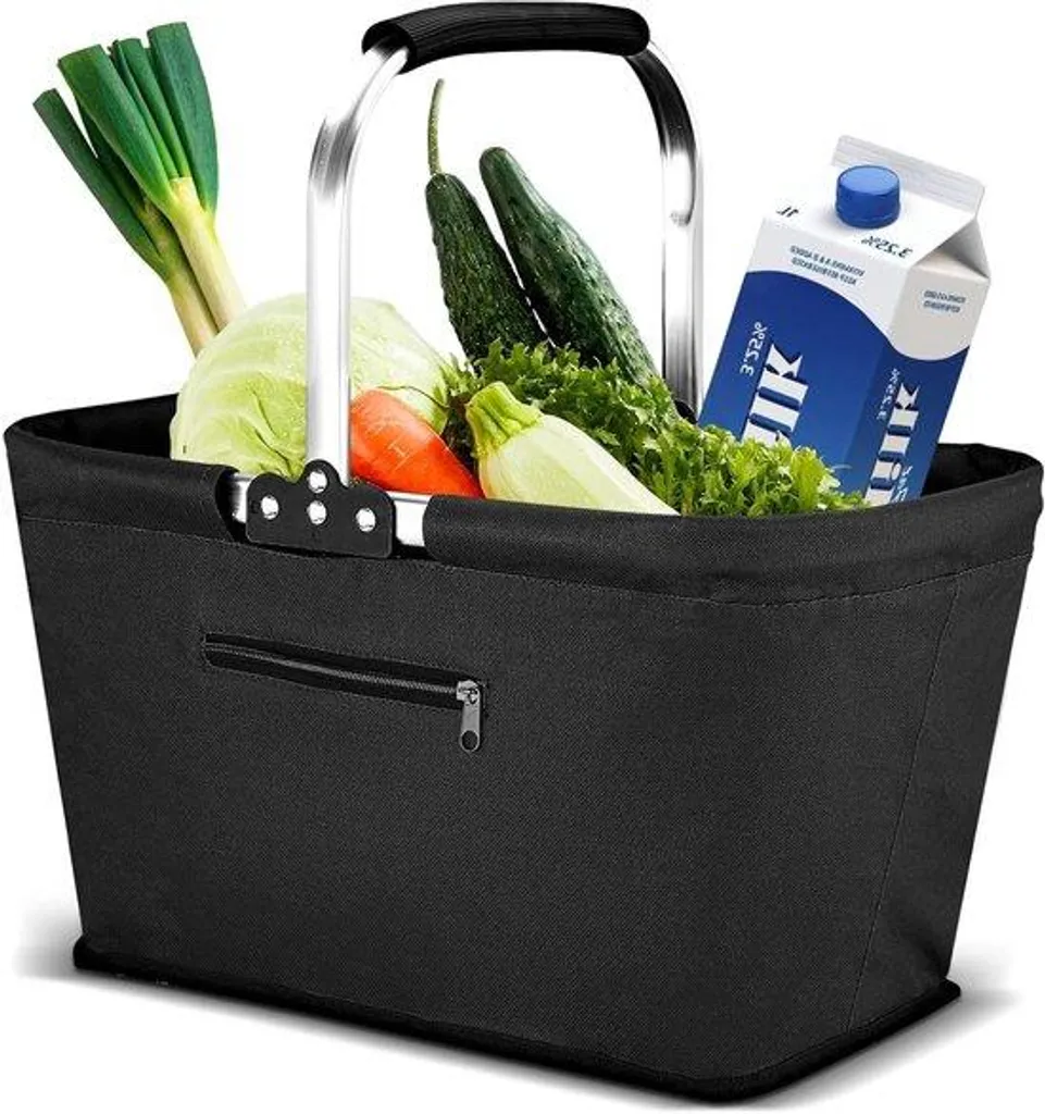 Panier shopping pliable 30L noir idéal pour coffre voiture et famille