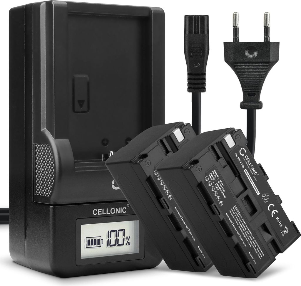 CELLONIC 2x Akku für Kamera Kompatibel mit Sony HVR-Z1, HXR-NX100, Kompatibel mit Z Cam E2, Kompatibel mit Sony NP-F970 - (4400mAh, 7.4V) + Ladege...