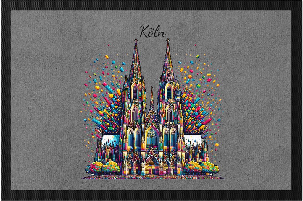 Köln Konfetti Kölner Dom Fußmatte Karneval Fasching Produktbild 