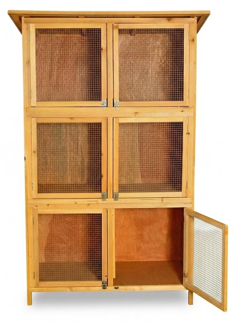 Mucola klietka pre králiky 6 boxov králičia klietka drevená Obrázok produktu 