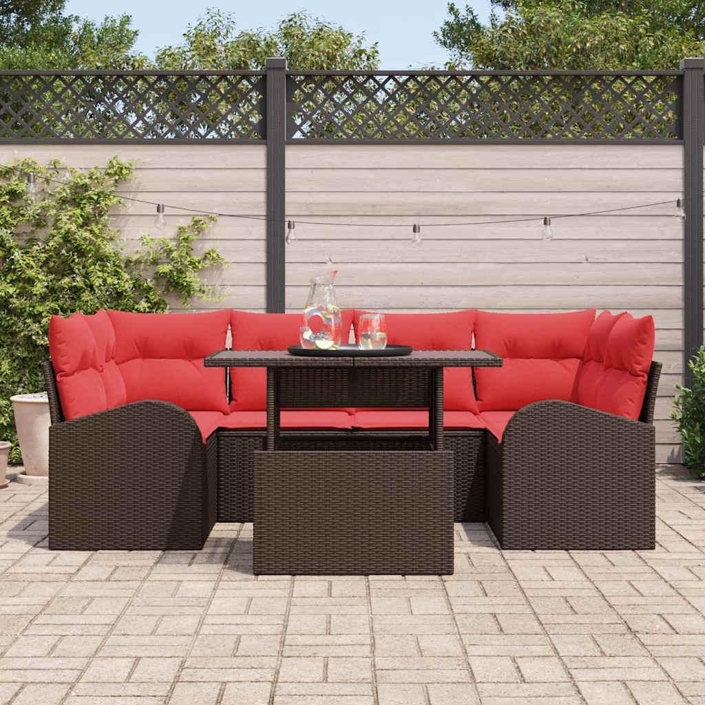 Möbel Balkonmöbel Gartenmöbel-Set - Braun - CLORIS Gartensofa-set mit Kissen 7 pcs - Braun Poly-Rattan,65.1 Kg - 910947