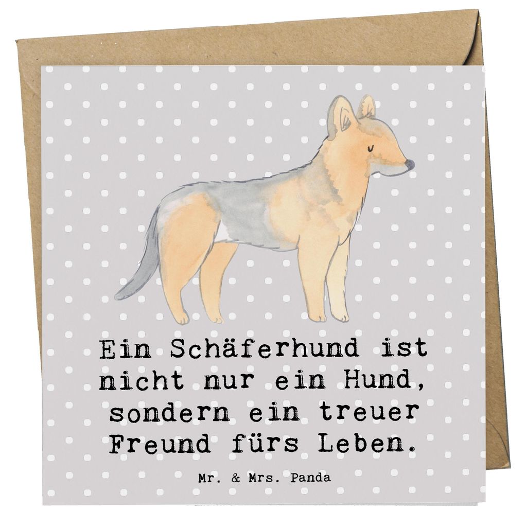 Mr. & Mrs. Panda Glückwunschkarte Schäferhund Freund - Grau Pastell - Geschenk, Hunderasse, Polizei Hund, anlasskarte, bretonische, Hunderassen, ...