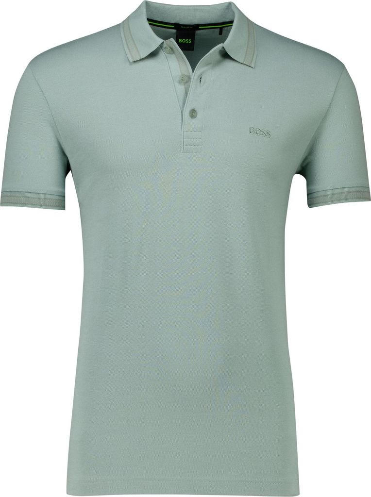 Boss Green Paddy Polo einfarbig grün Baumwolle normale Passform