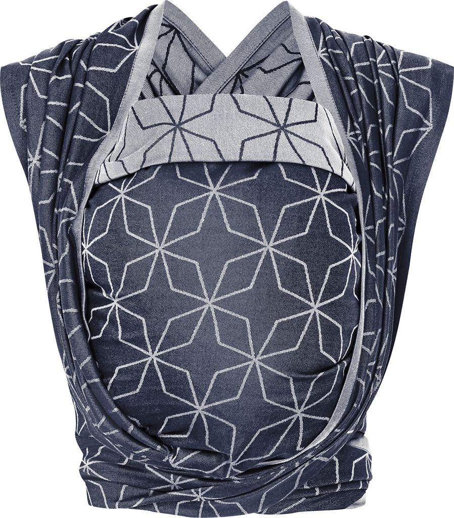 HOPPEDIZ Babytragetuch Gewebtes Tragetuch kbA ab Geburt bis ins Kleinkind-Alter, 100 % Baumwolle Malmö denim 5,40 m x 0,70 m