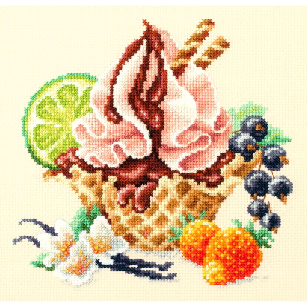 Magic Needle Zweigart Edition Kreuzstichset "Vanilleeis", Zählmuster, 17x17cm