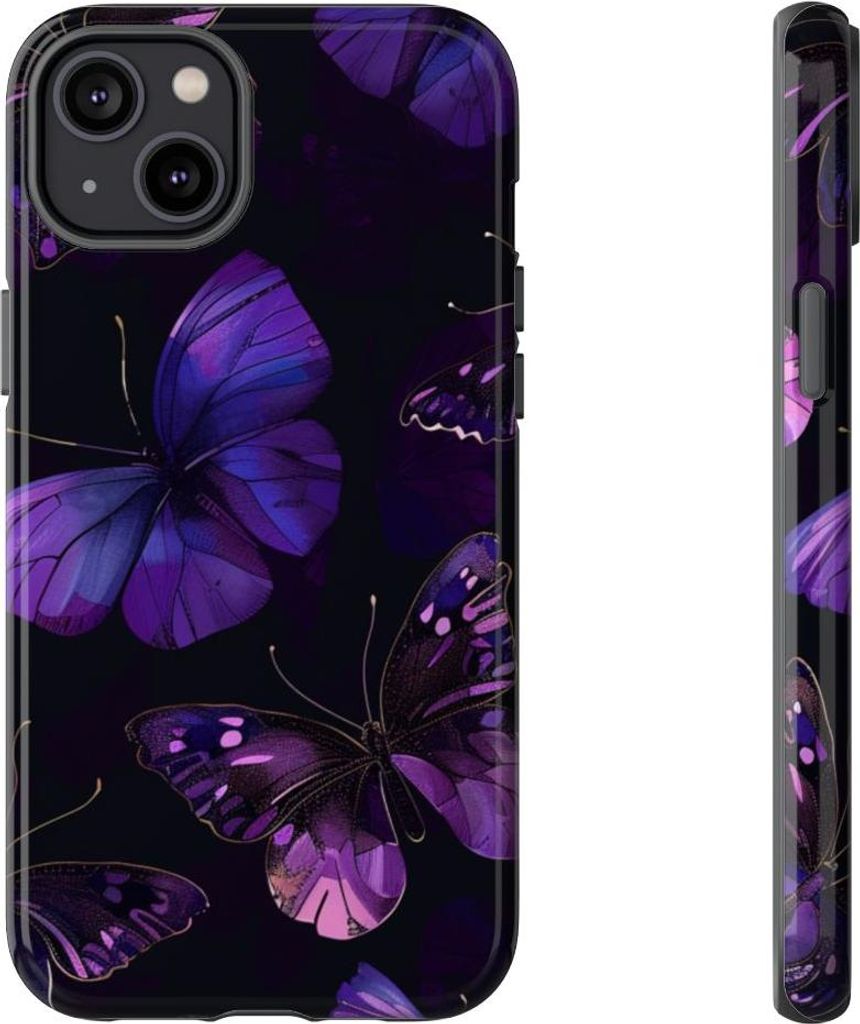 Elegantes Schmetterlingsmuster in Violett – Hülle Kompatibel mit iPhone 14 Plus