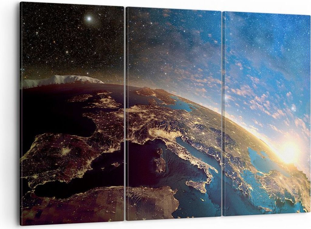 Bild auf Leinwand - Leinwandbild - Kosmos Erde - 105x70cm - Wand Bild - Wanddeko - Wandbilder - Leinwanddruck - Bilder - Kunstdruck - Wanddekoratio...