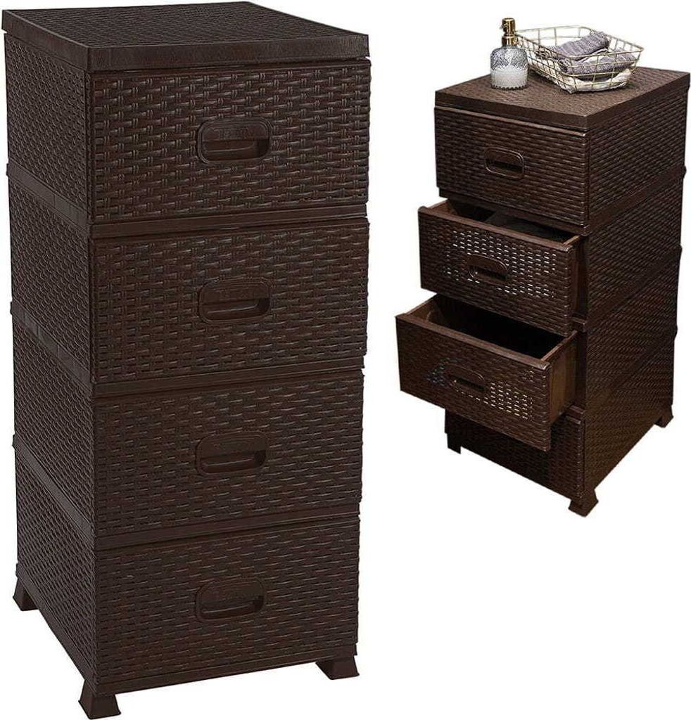 Deco4Home Plastová komoda | 4 zásuvky | 38x45x90 cm | Hnedá Obrázok produktu 