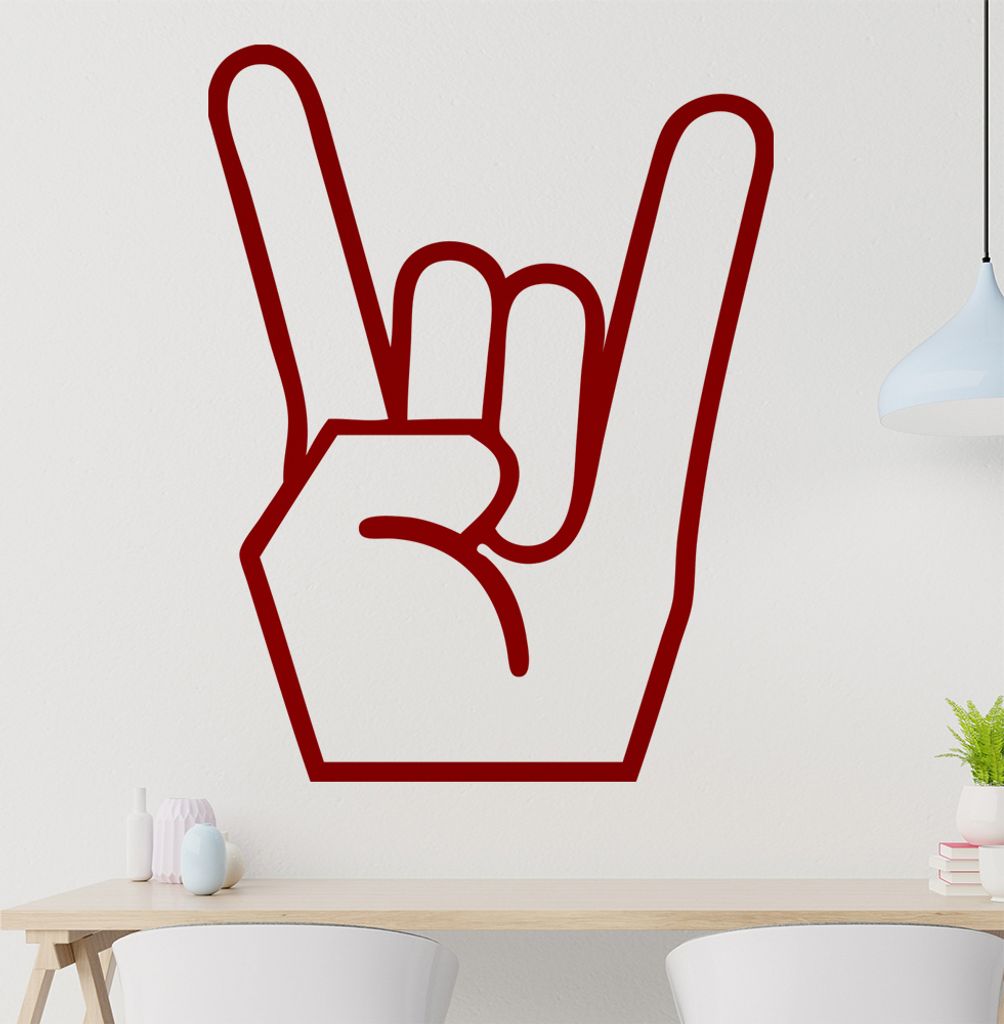 Hörner Handgruß Wandtattoo in 6 Größen - Wandaufkleber Wall Sticker - Dekoration, Küche, Wohnzimmer, Schlafzimmer, Badezimmer
