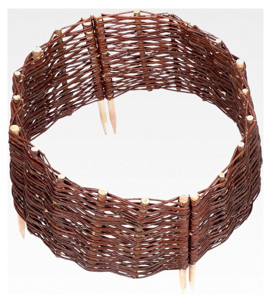 Beetbegrenzung aus Weide · Kreisförmig · Gartensteckzaun zur Beetumrandung · Rasenkante aus Weidengeflecht (Höhe 30 cm x Ø 60 cm)