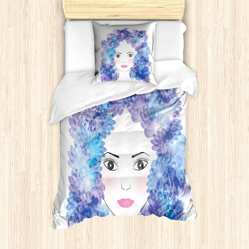 Set Copripiumino Singolo Abakuhaus Ragazza Floreale Surreale 135x200