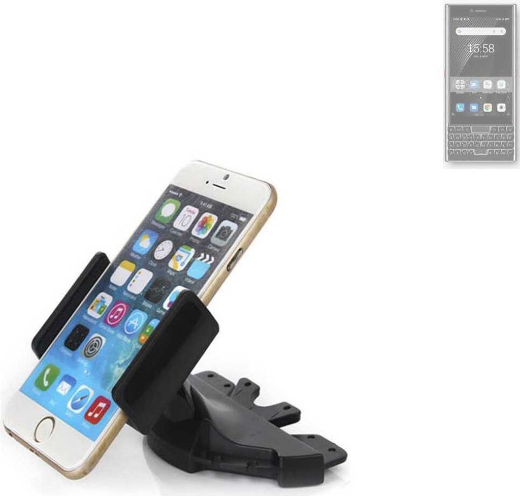 K-S-Trade CD Schlitz Halterung kompatibel mit Unihertz Titan Slim Autohalterung KFZ-Halter Radio Handy Halterung 360° drehbar schwarz