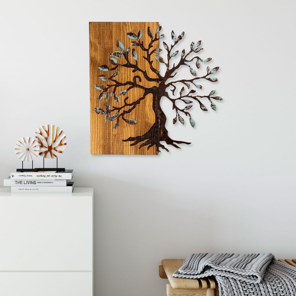 Wallity, Agac 5, Wanddeko, Nussbaum, Metall, 58 x 58 cm Produktbild 