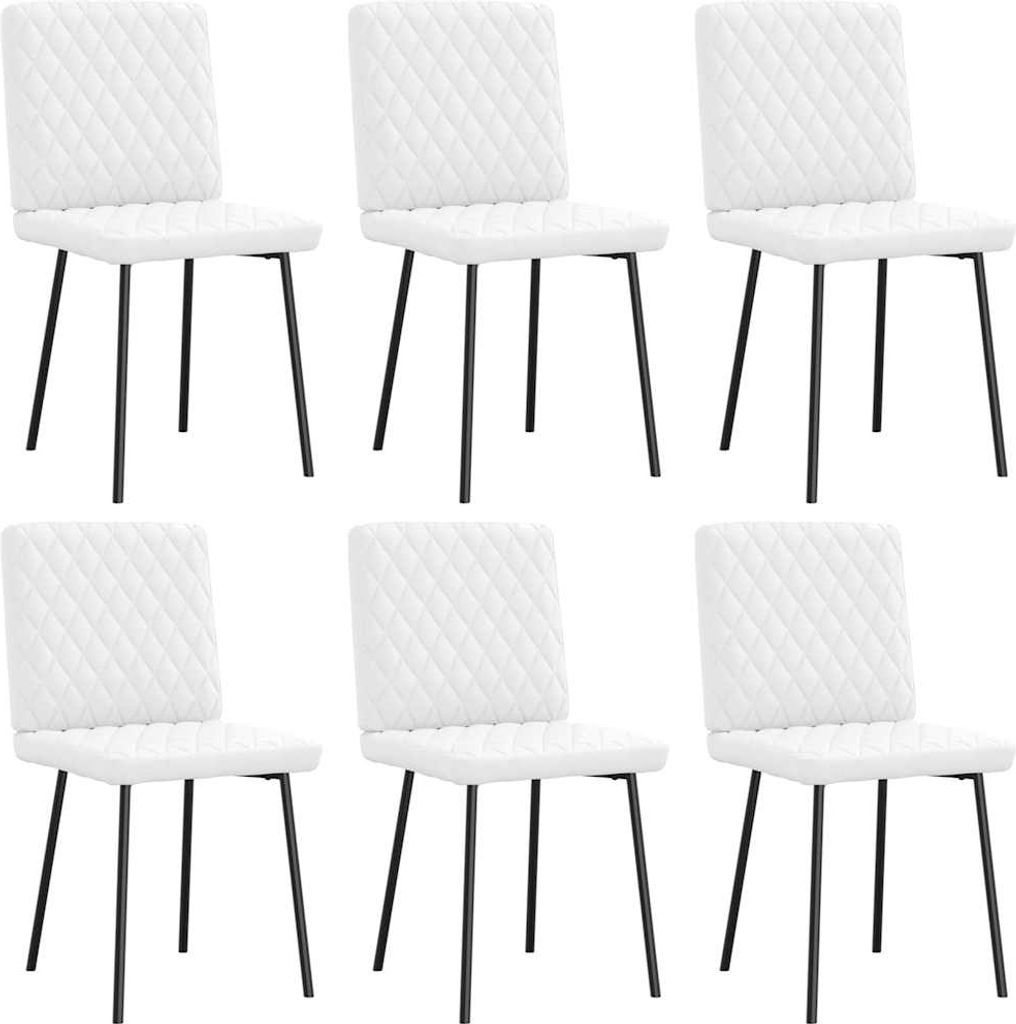 Esszimmerstühle 6 Stk. Weiß Kunstleder