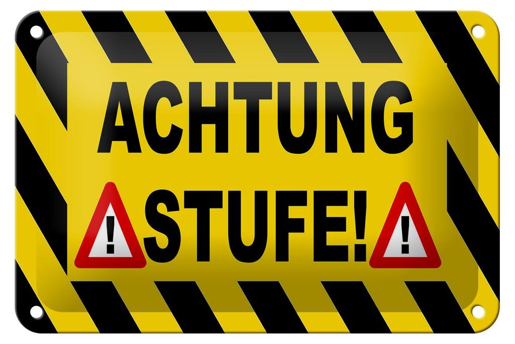 Blechschild Hinweis 18x12cm Achtung Stufe Ausrufezeichen Produktbild 